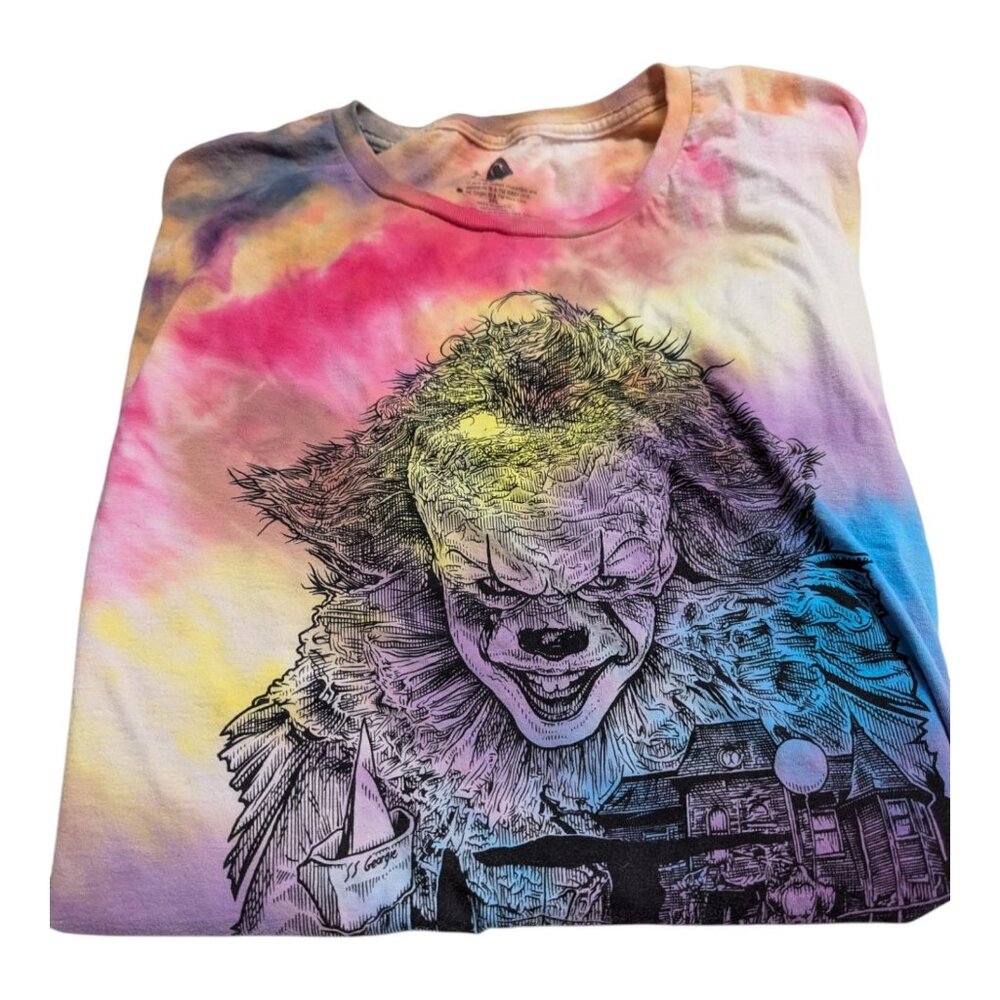 It horror tie dye short sleeve t-shirt rainbow colors 3XL Elements x NL Logo‎